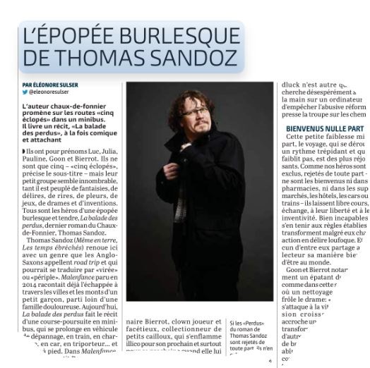 Le Temps - 14 avril 2018 - Article d'Eléonore Sulser